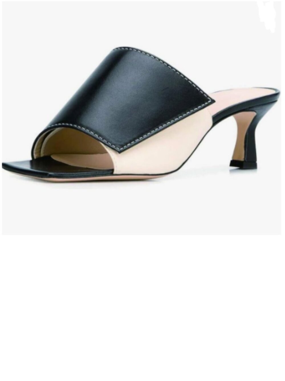 FSJ Black Beige Vintage Slip-on Sandals Open Toe Slide Slipper Low Heel Mules